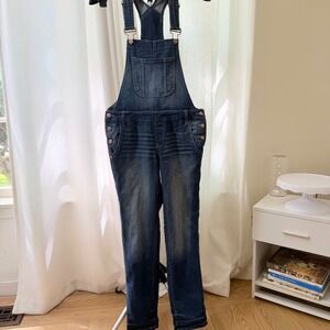LEI Womens Denim Overalls Medium Wash Bib Front Adjustable Straps Size M